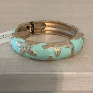 Sequin Sea-foam Green/Gold Starfish Hinged Bangle Bracelet by Sequin